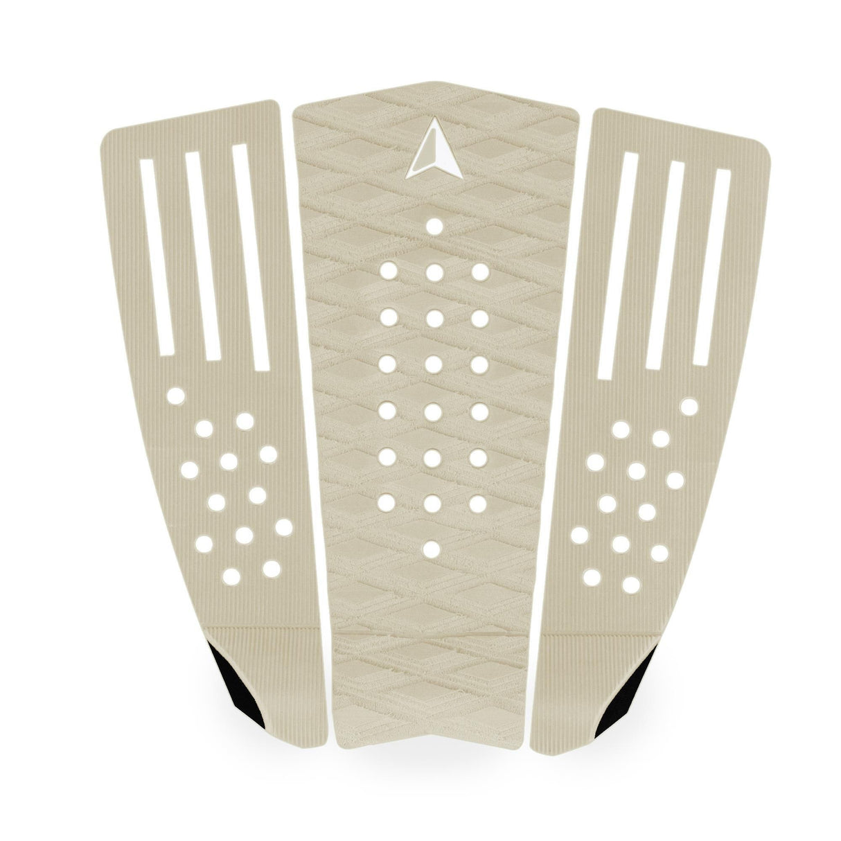 Roam Footpad Deck Grip Traction Comp Pad in Beige mit weißen Griffflächen und dreieckigem Design, Draufsicht