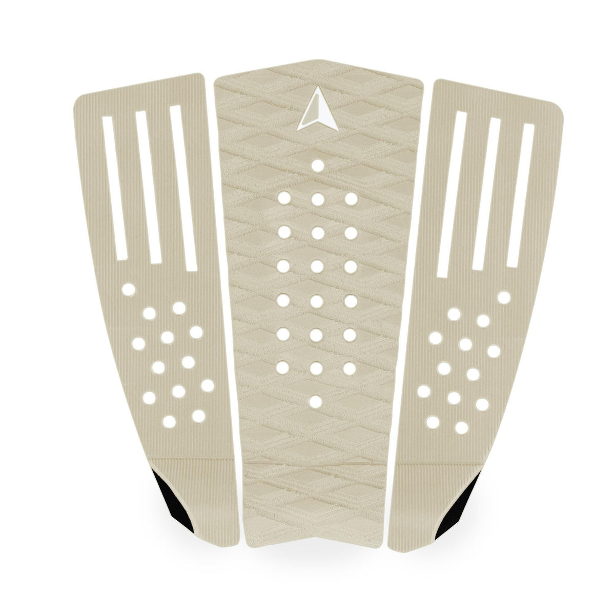 Roam Footpad Deck Grip Traction Comp Pad in Beige mit weißen Griffflächen und dreieckigem Design, Draufsicht