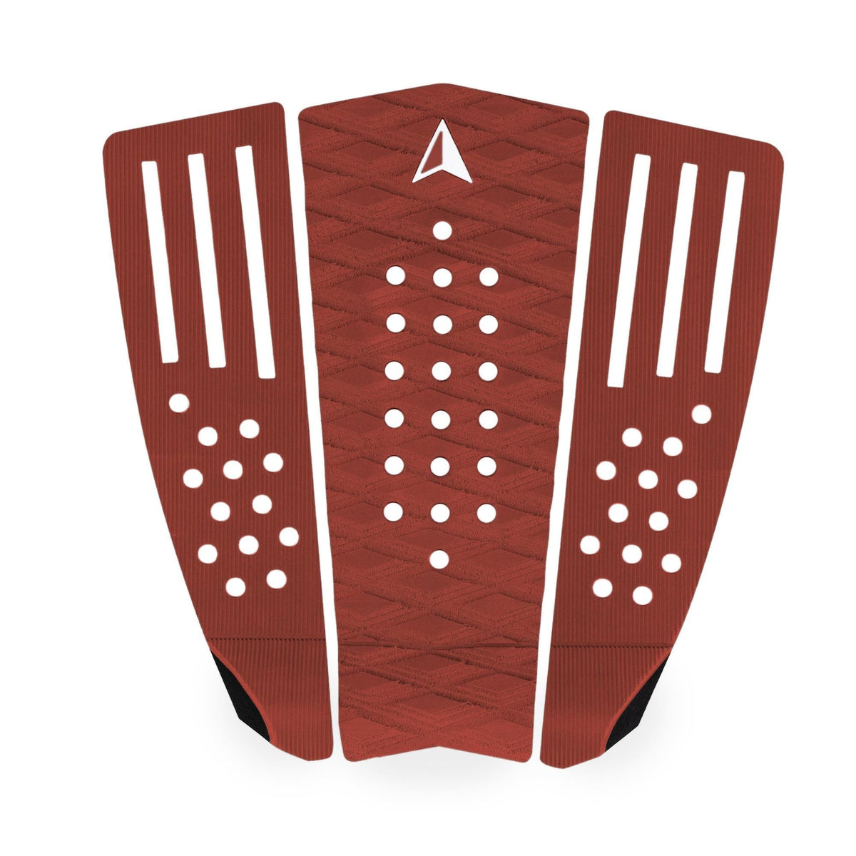 Roam Footpad Deck Grip Traction Comp Pad in Rot mit weißen Noppen, dreiteiliges Design, Draufsicht