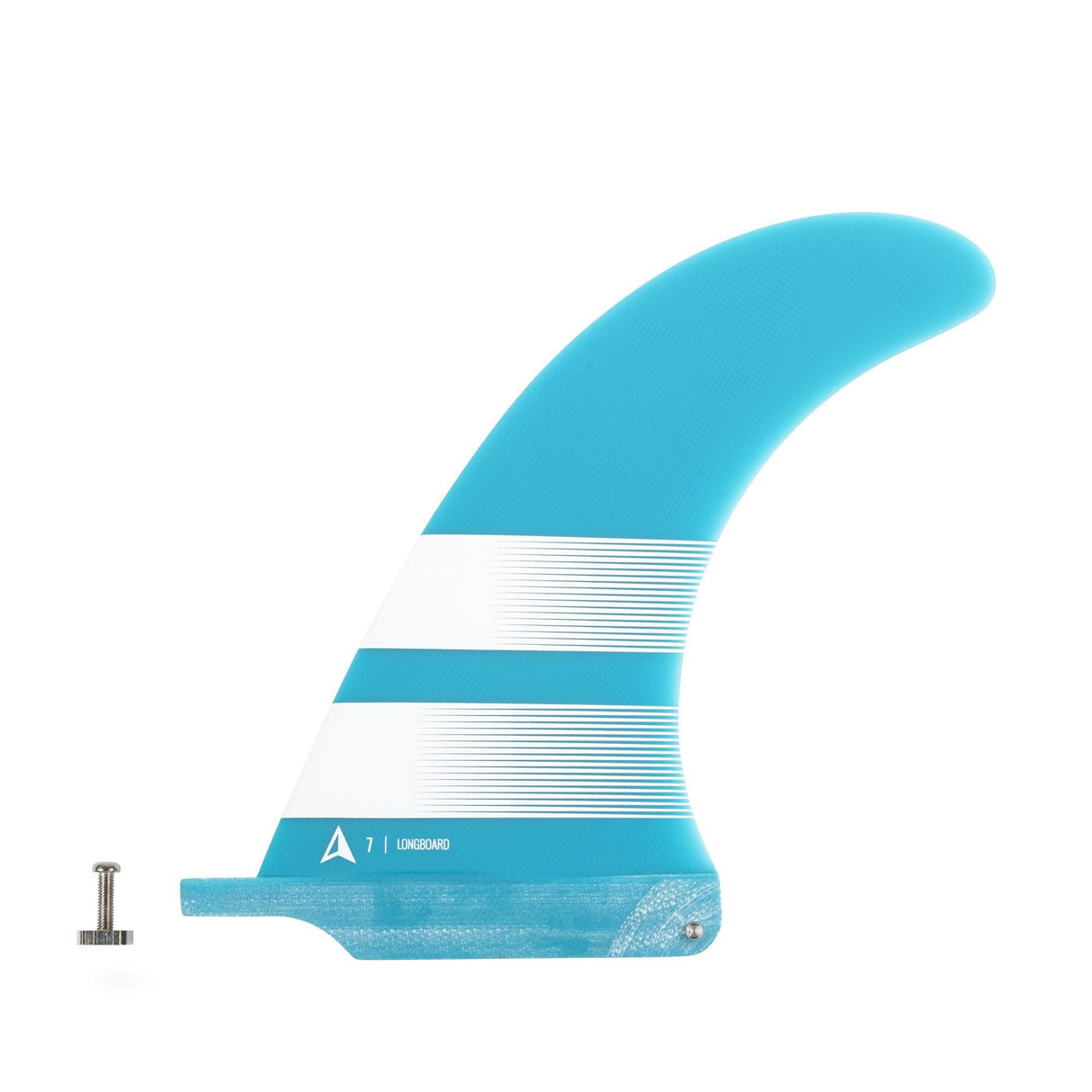ROAM Surfboard Single Finne US Box, blau-weiß, Seitenansicht mit US Box Finnenbox