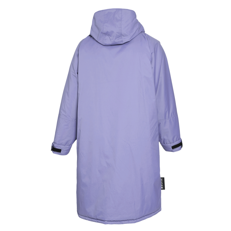 Mystic Poncho Explore in Lavendel, Funktionsjacke mit Kapuze, Rückansicht, wasserabweisend