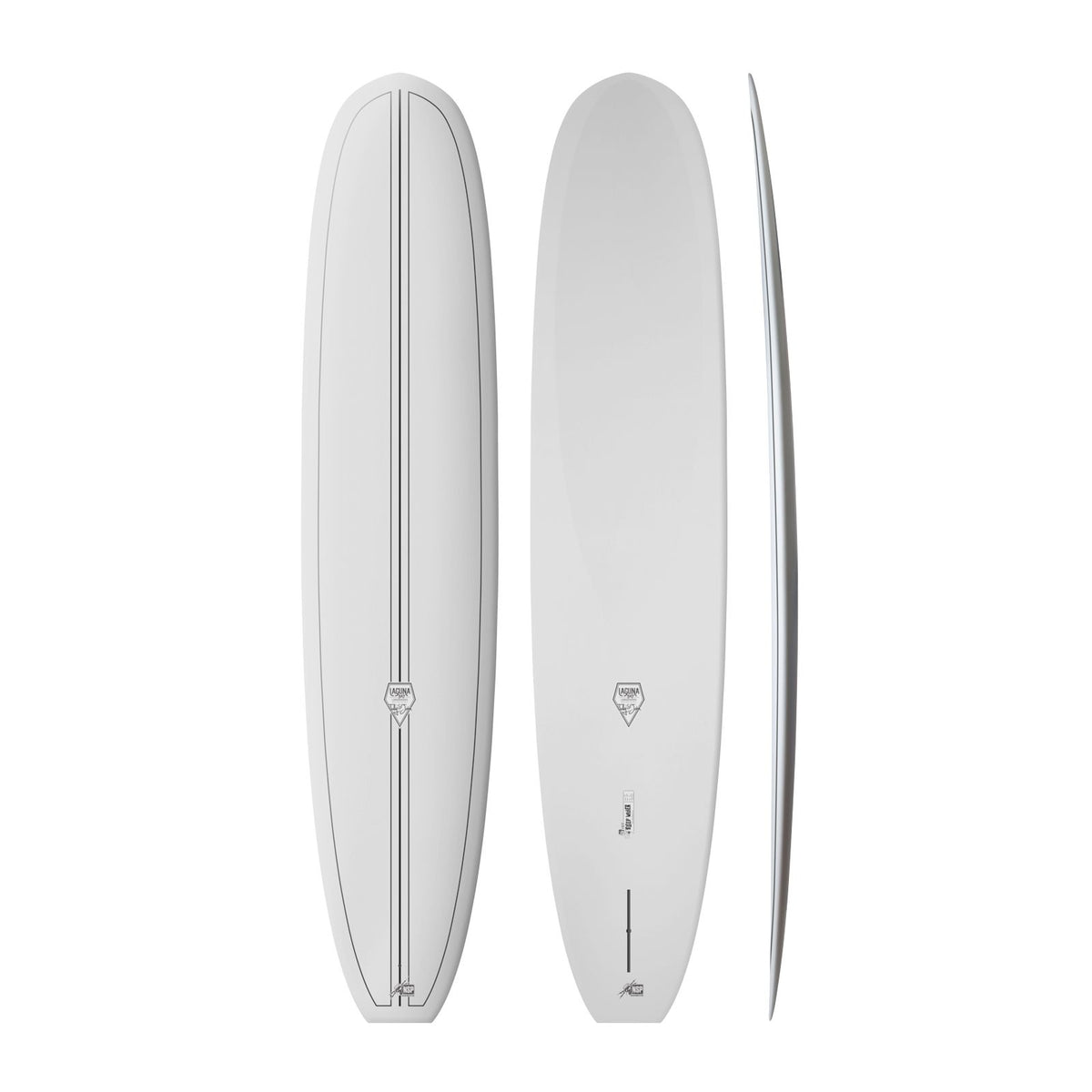 NSP 2026 Sleep Walker Surfboard weiß, Draufsicht und Seitenansicht, längliches Design mit abgerundeter Spitze