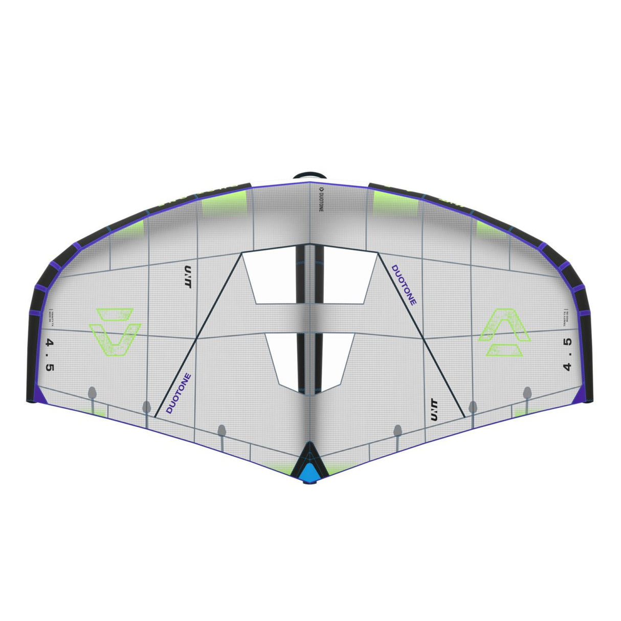 Duotone Unit 2027 Kite mit weißer und blauvioletter Oberseite, Draufsicht