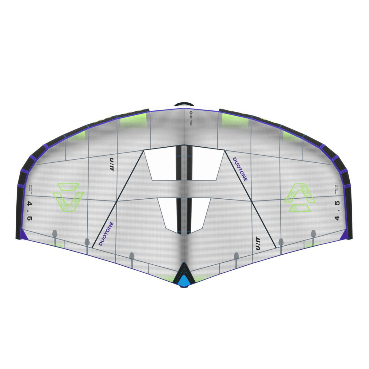 Duotone Unit 2027 Kite mit weißer und blauvioletter Oberseite, Draufsicht