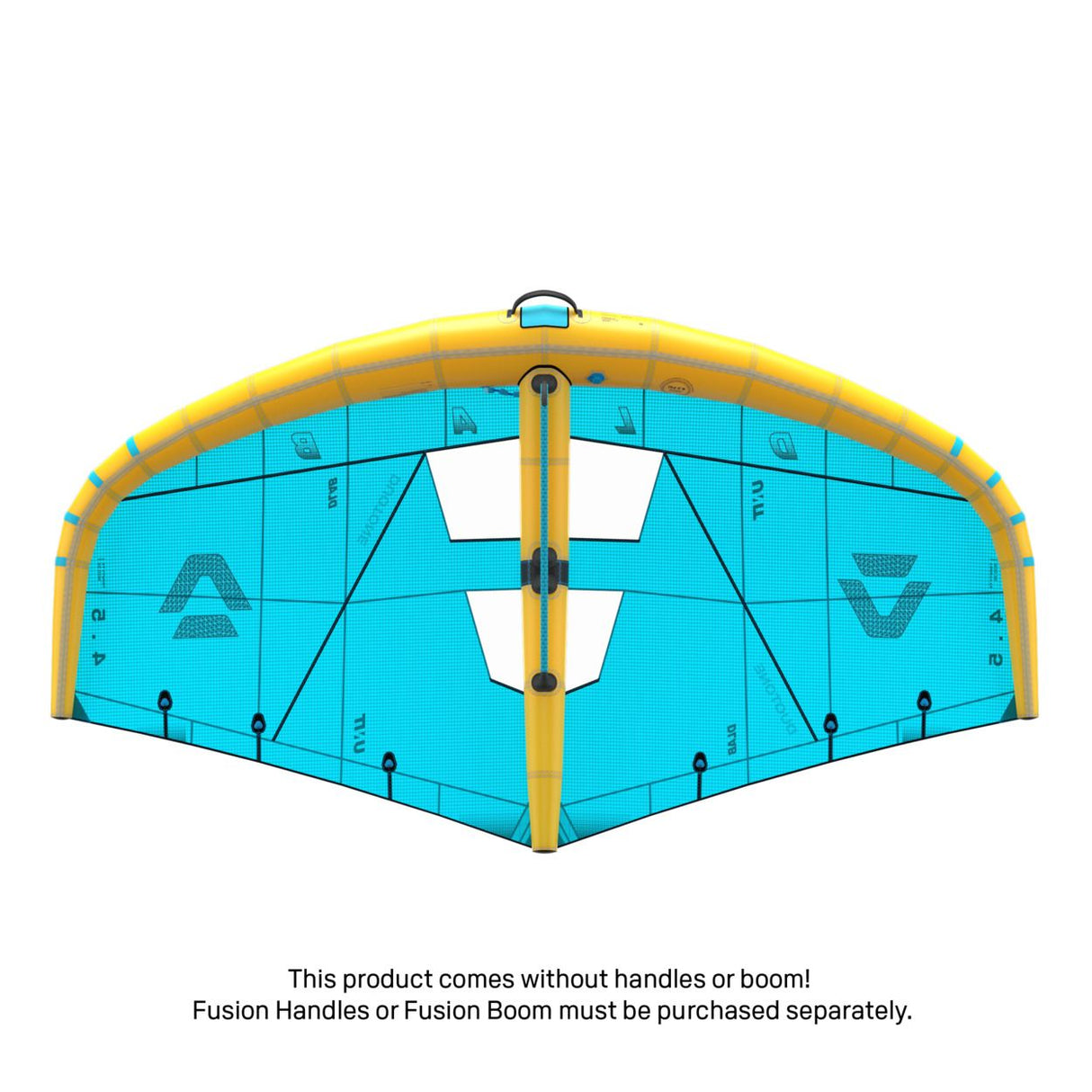 Duotone Unit D/LAB 2027 Kite blau gelb, Drachen-Flügel aus Kunststoff mit Gestänge, Frontalansicht