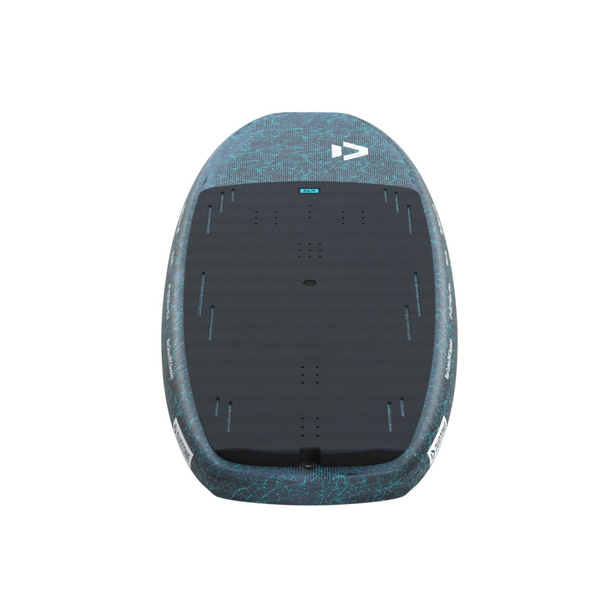 Duotone Sky Style SLS 2027 Kiteboard Unterseite in Blau und Schwarz, Draufsicht
