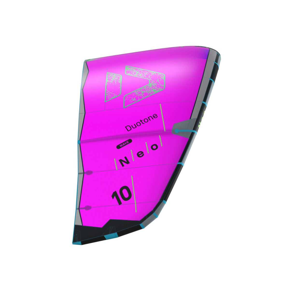 Duotone Neo 2027 Kitesegel in Neon-Pink mit schwarzen Applikationen, Seitenansicht