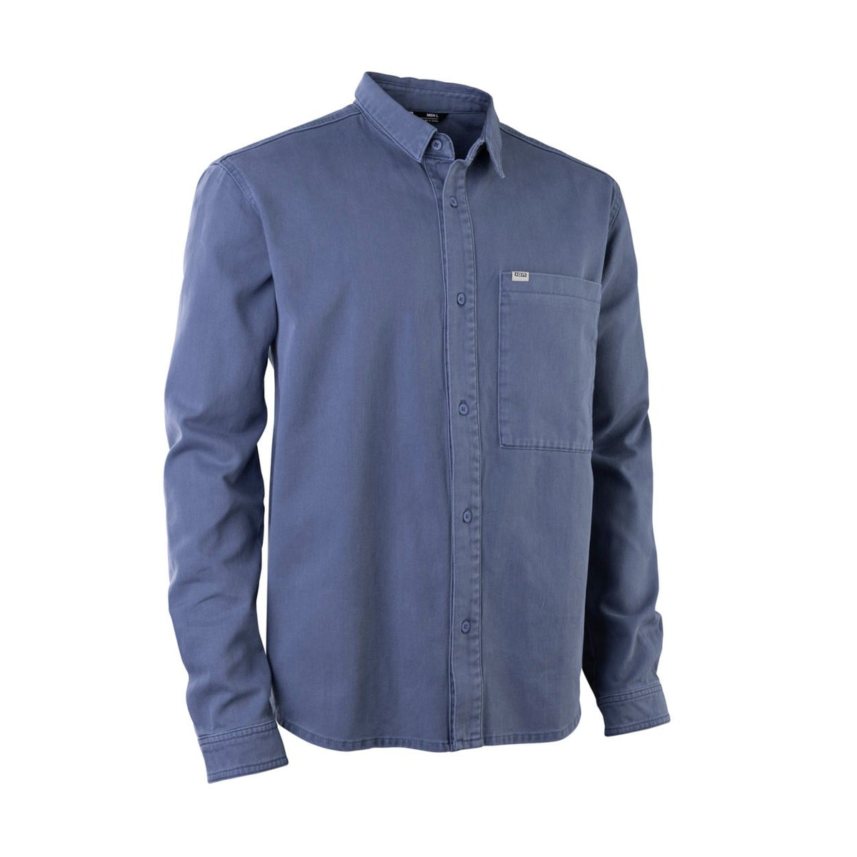 IONIC Denim Shirt 2026 in Blau, Frontalansicht, Jeanshemd mit Knopfleiste und Brusttasche