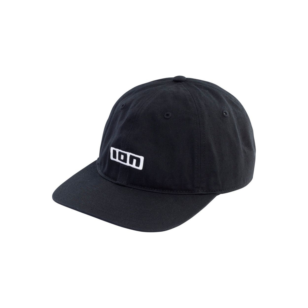 ION Cap Session 2026 schwarze Baseballkappe mit weißem ION-Logo, Frontalansicht