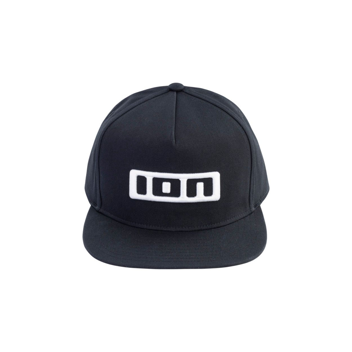 ION Ionic 2026 Snapback Cap schwarz mit weißem Logo, Frontalansicht