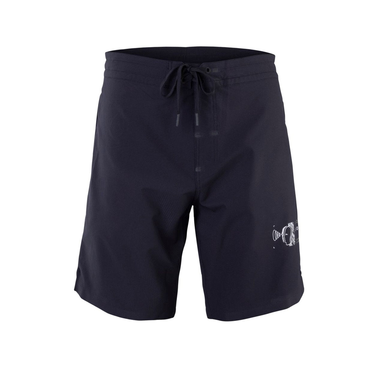ION Avalon 18 Boardshorts 2026 in Schwarz mit Kordelzug und Logo-Print, Frontansicht