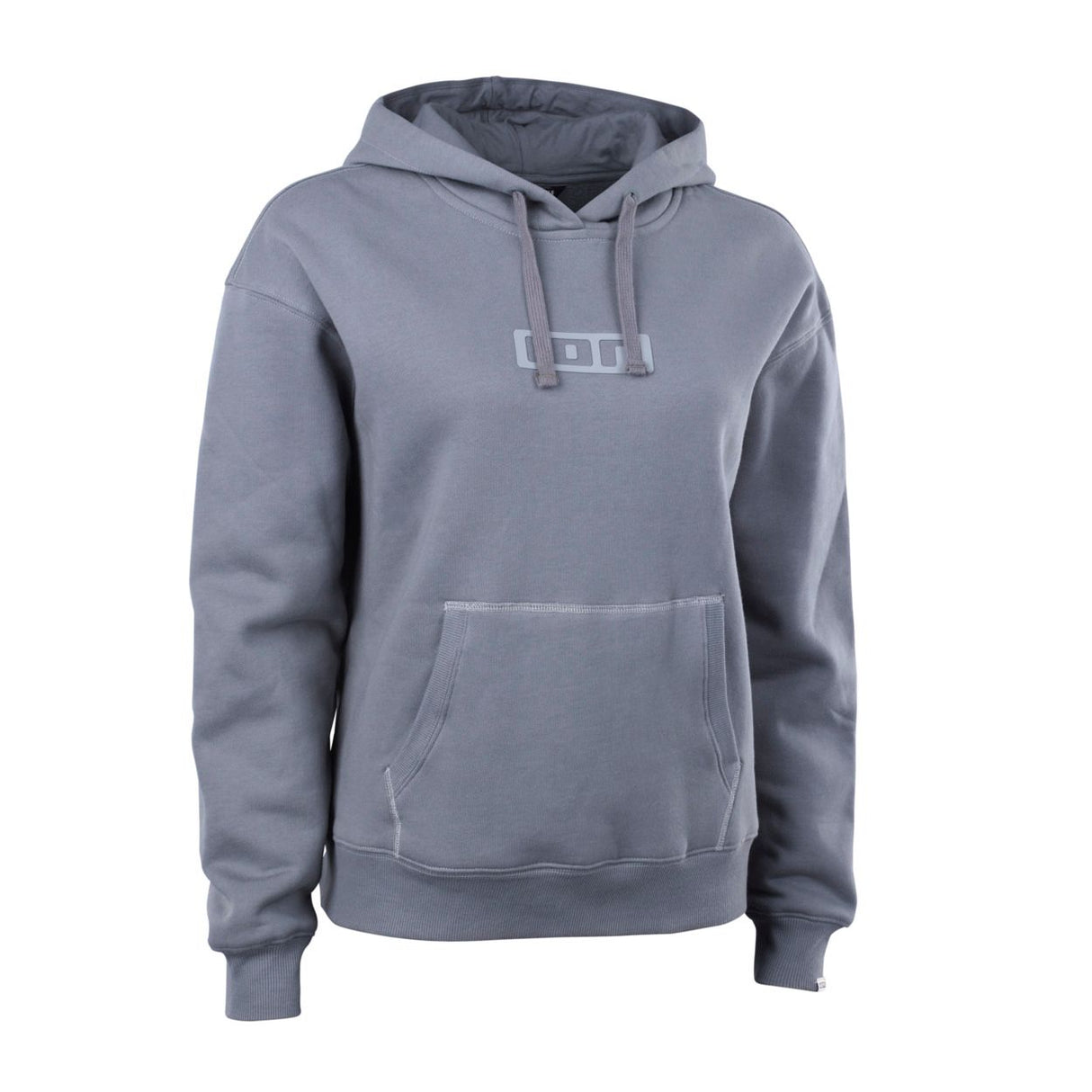 ION Ionic 2026 Hoodie grau aus Baumwollmischung mit Kapuze und Frontprint, Frontalansicht