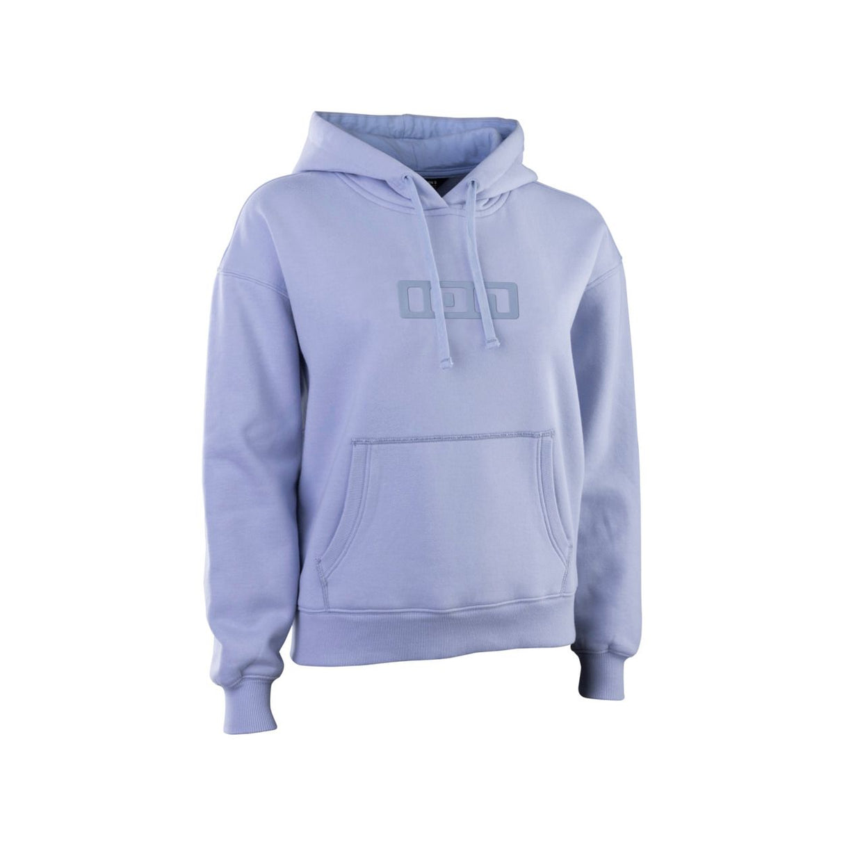 ION Ionic 2026 Hoodie in Lavendelblau mit Kapuze und Kängurutasche, Frontalansicht