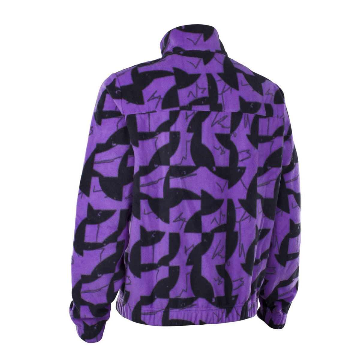 ION HD Fleece Jacke 2026 in Lila mit schwarzem Muster, Rückansicht, Fleece-Material mit grafischem Design
