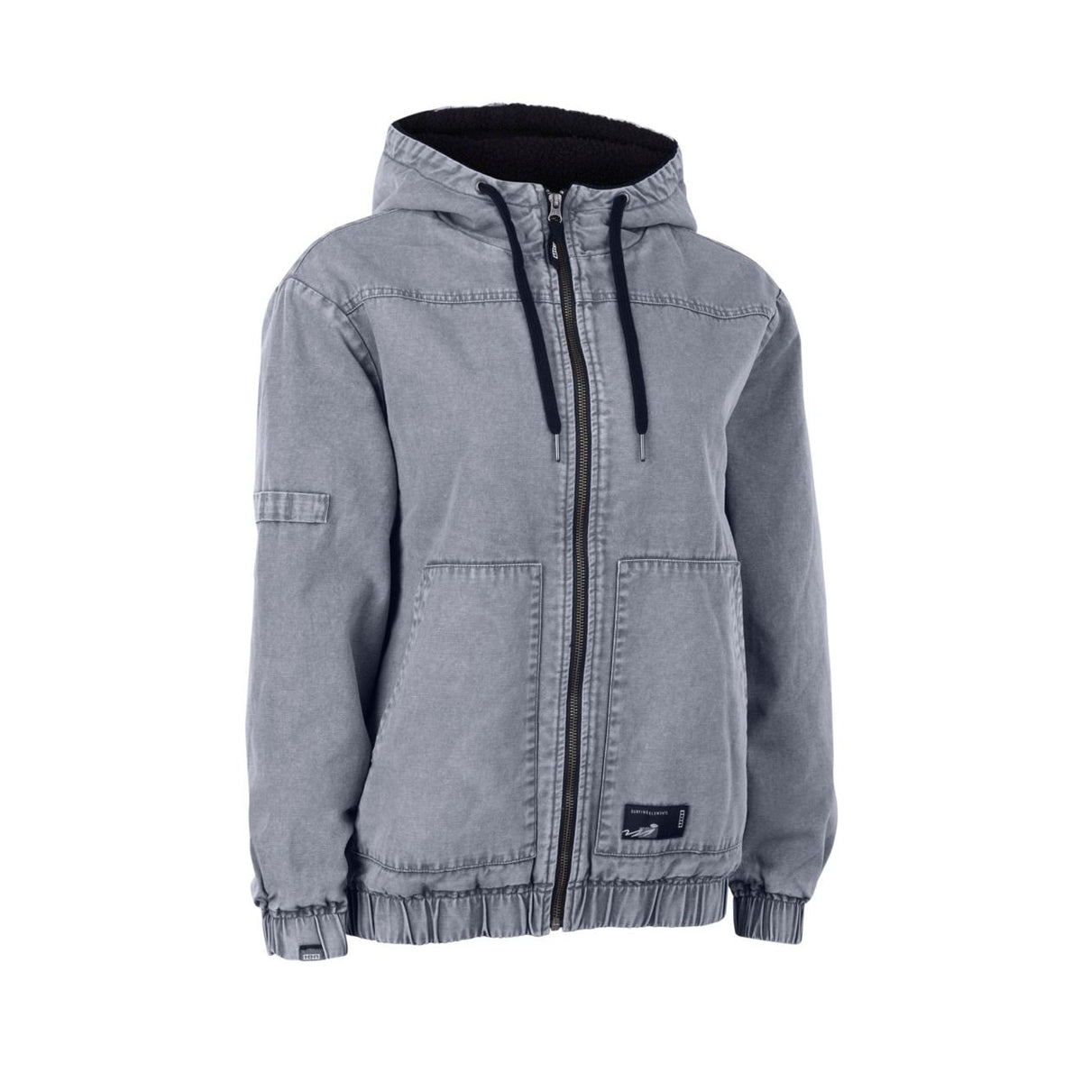 ION HD Insulated Cotton 2026 Jacke in Grau mit Kapuze, Frontreißverschluss und isolierter Baumwolle, Vorderansicht