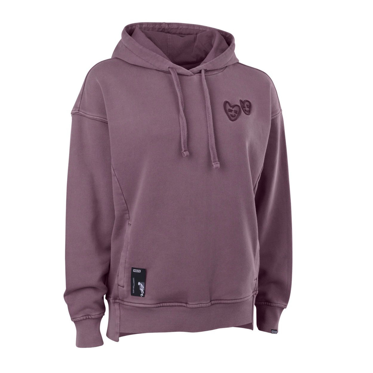 ION Hoody No Bad Days 2026 in Mauve, Baumwolle-Mix mit Kängurutasche und herzförmigem Logo-Print