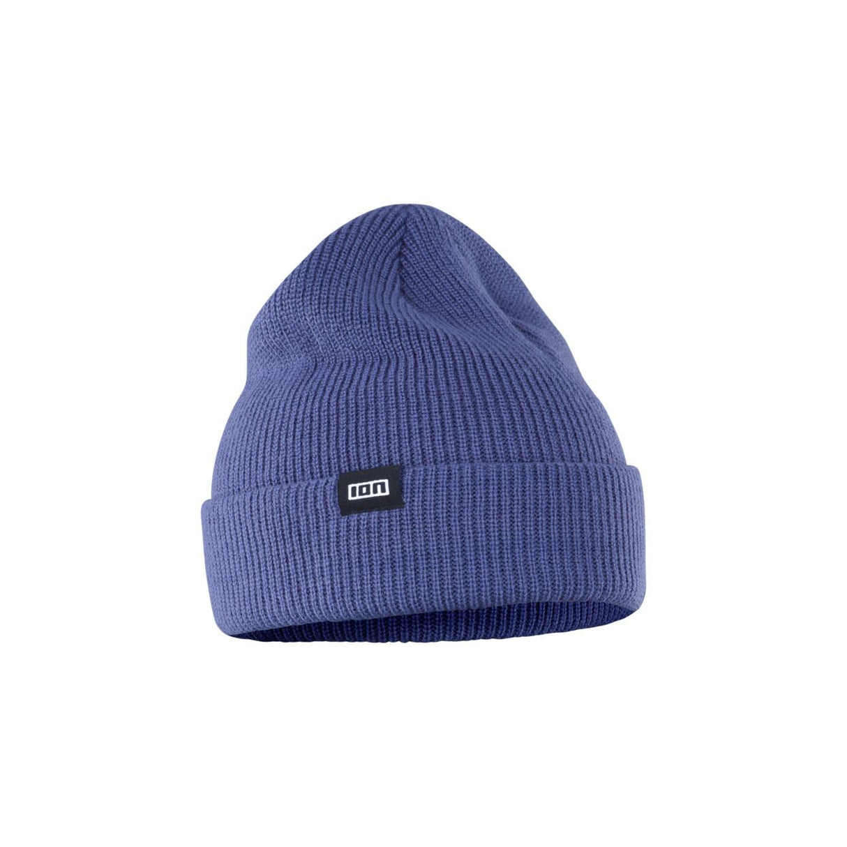 ION Beanie Ionic 2026 Strickmütze in Blau, Frontalansicht mit ION-Logo-Label
