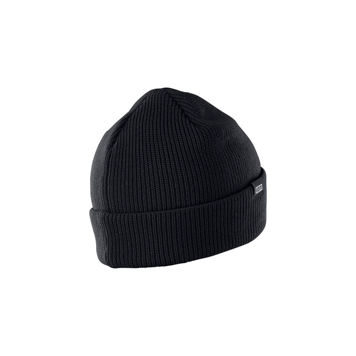 ION Beanie Ionic 2026 schwarze Strickmütze aus Rippengewebe, Frontansicht