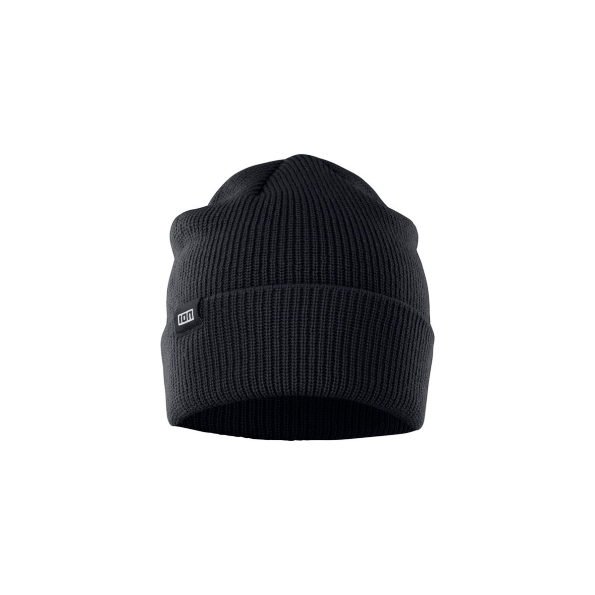 ION Beanie Ionic 2026 schwarze Strickmütze mit Rippstruktur, Frontansicht