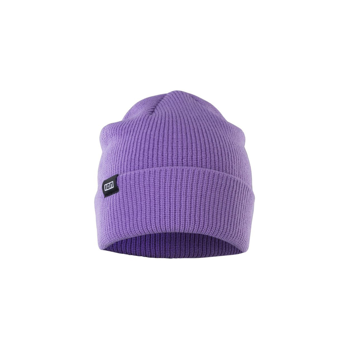 ION Beanie Ionic 2026 Strickmütze lila mit Rippstruktur und ION-Label, Frontansicht