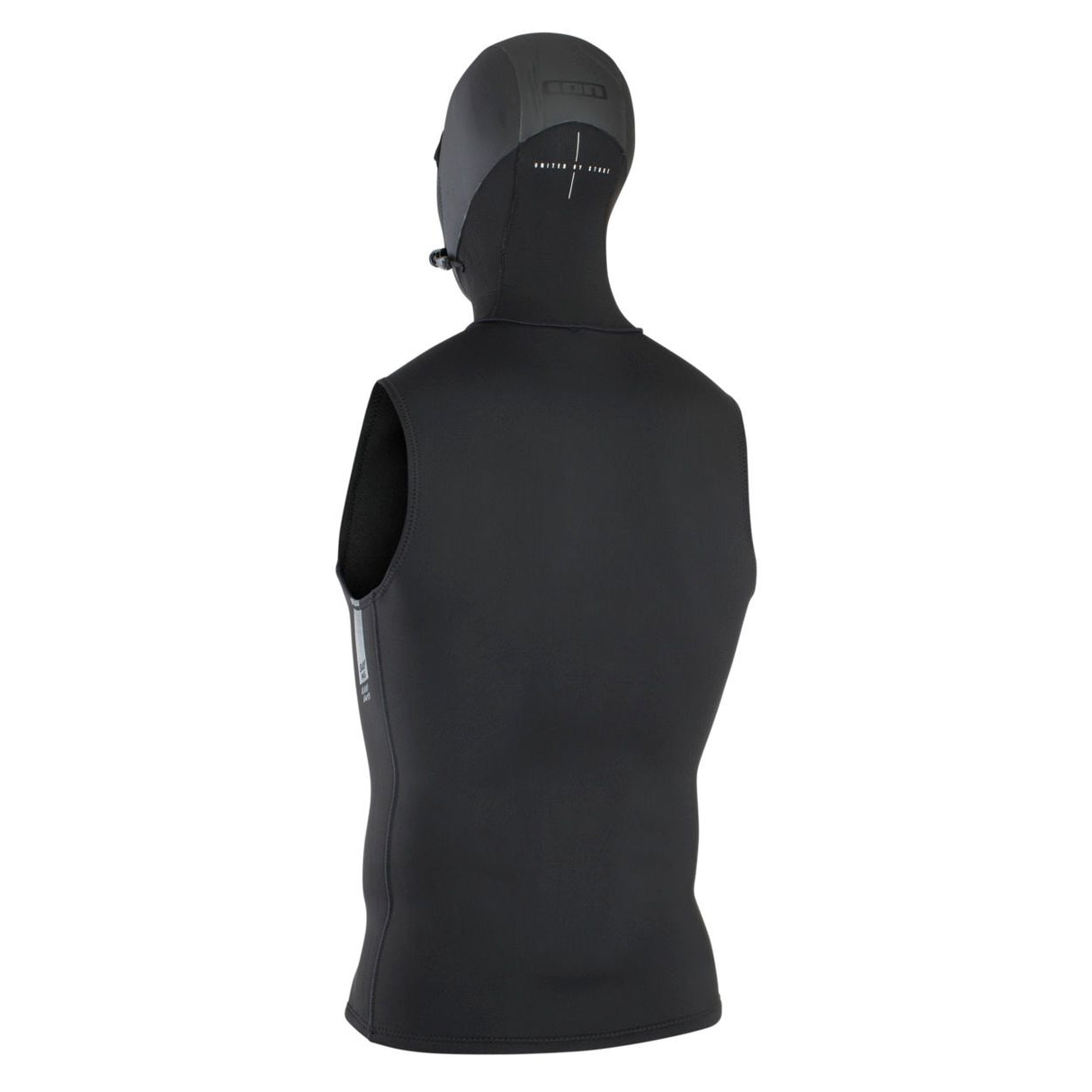 ION Hooded Neo Vest 3/2 schwarz, Neopren-Weste mit Kapuze, Rückenansicht