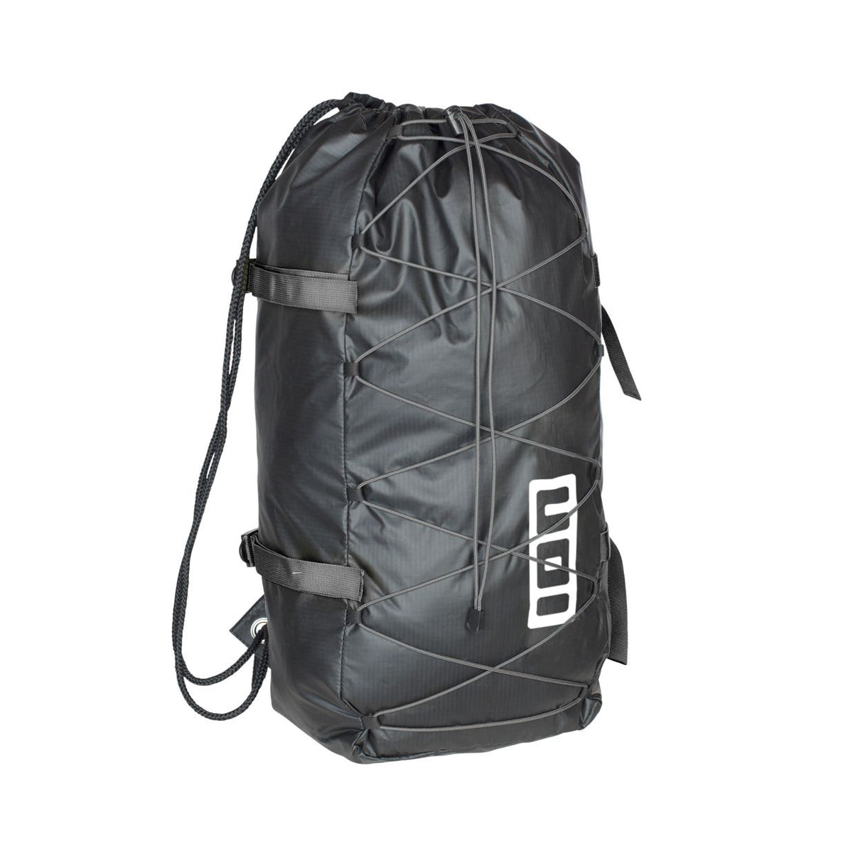 ION Kite Crushbag 2026 schwarze Transporttasche mit Netzstruktur, Schultergurten und ION-Logo, Frontalansicht