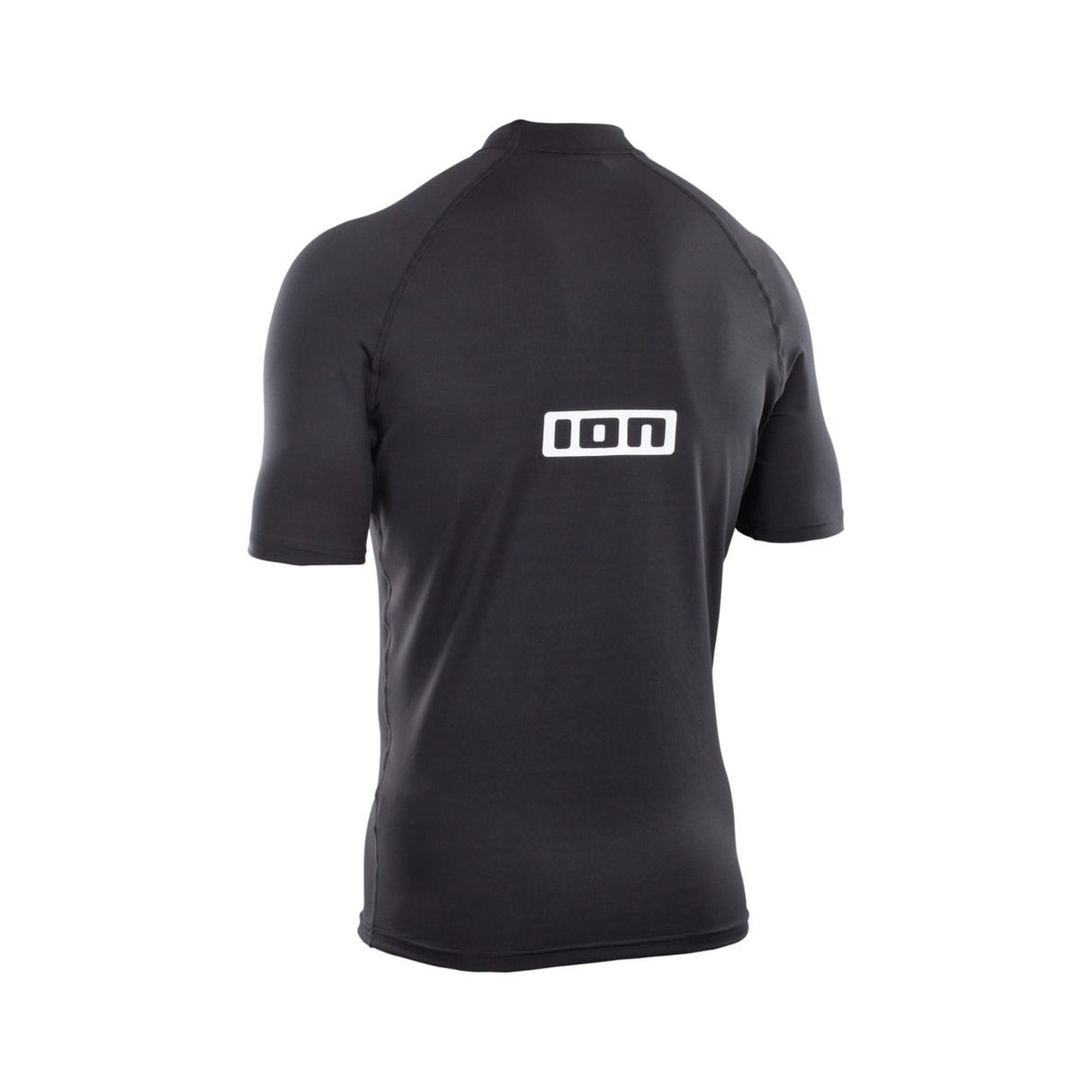 ION Promo Rashguard 2026 schwarzes Funktionsshirt mit weißem Logo, Kurzarm, Frontalansicht