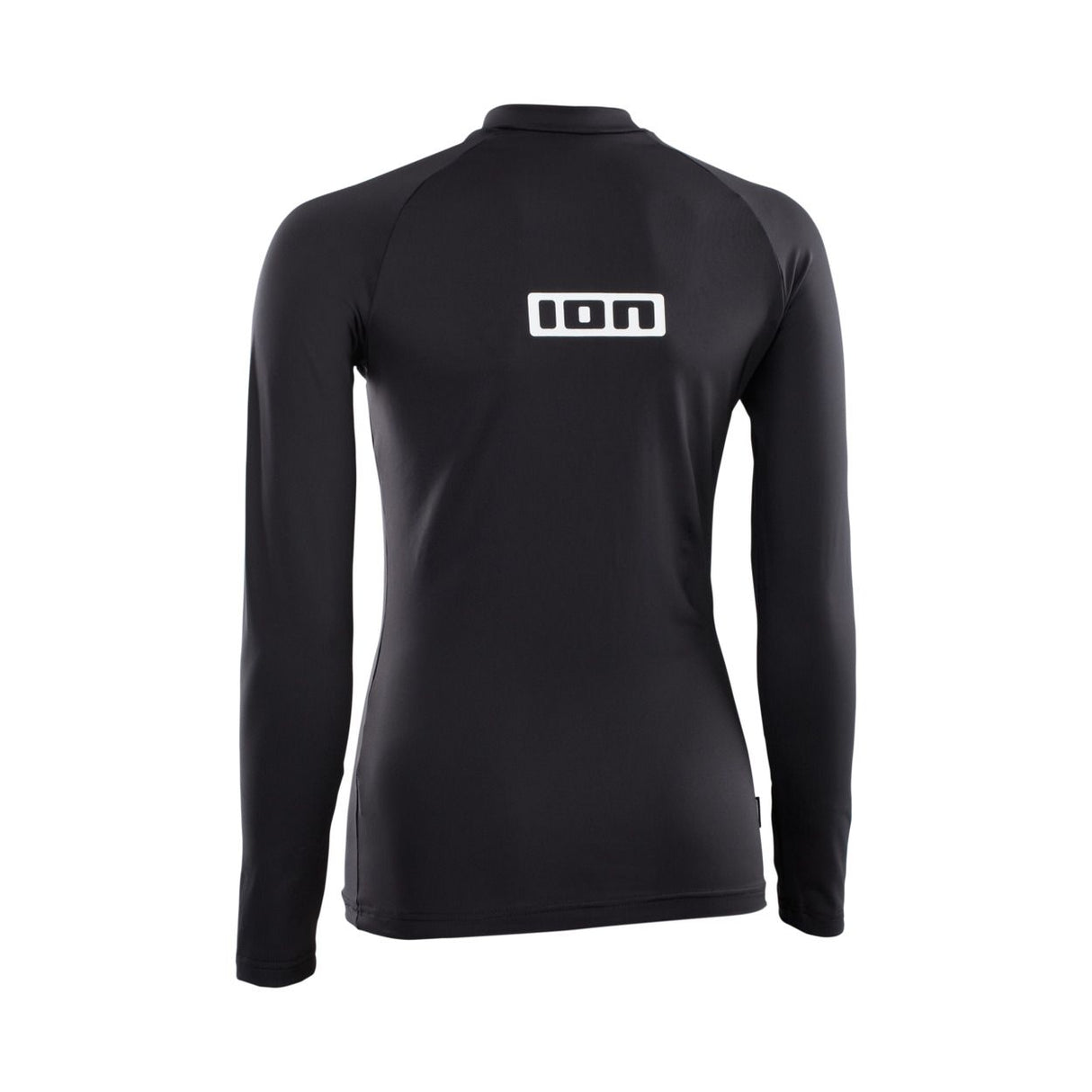 ION Rashguard Promo LS Damen schwarz mit weißem ION-Logo, Frontansicht