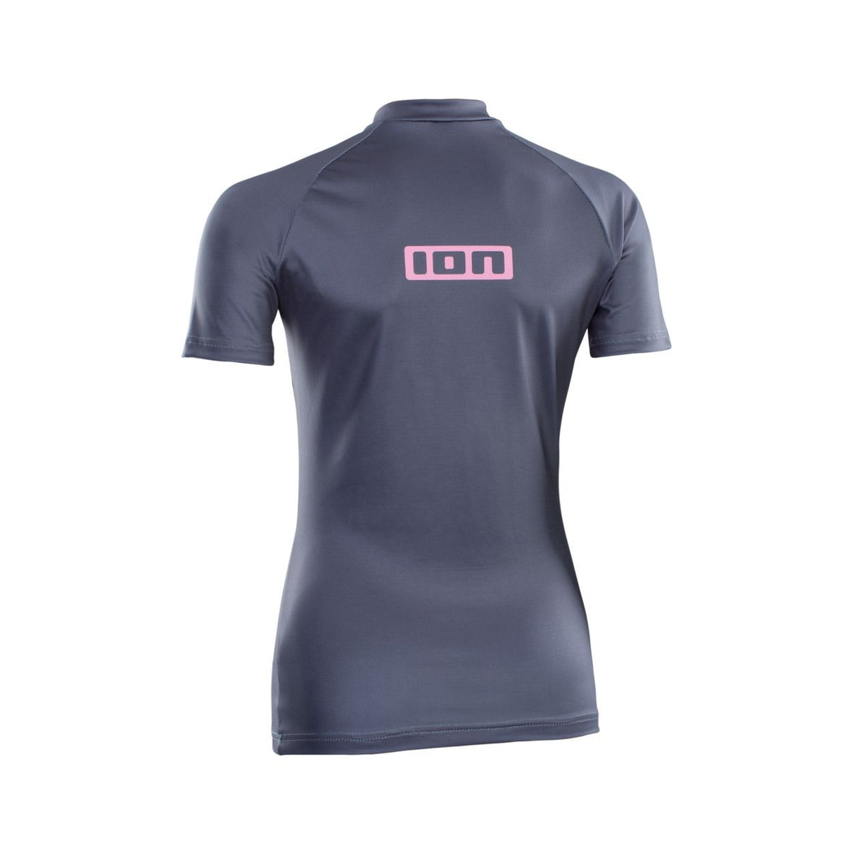 ION Rashguard Promo 2026 Damen Kurzarm Shirt in Dunkelblau mit rosa ION Logo, Rückansicht
