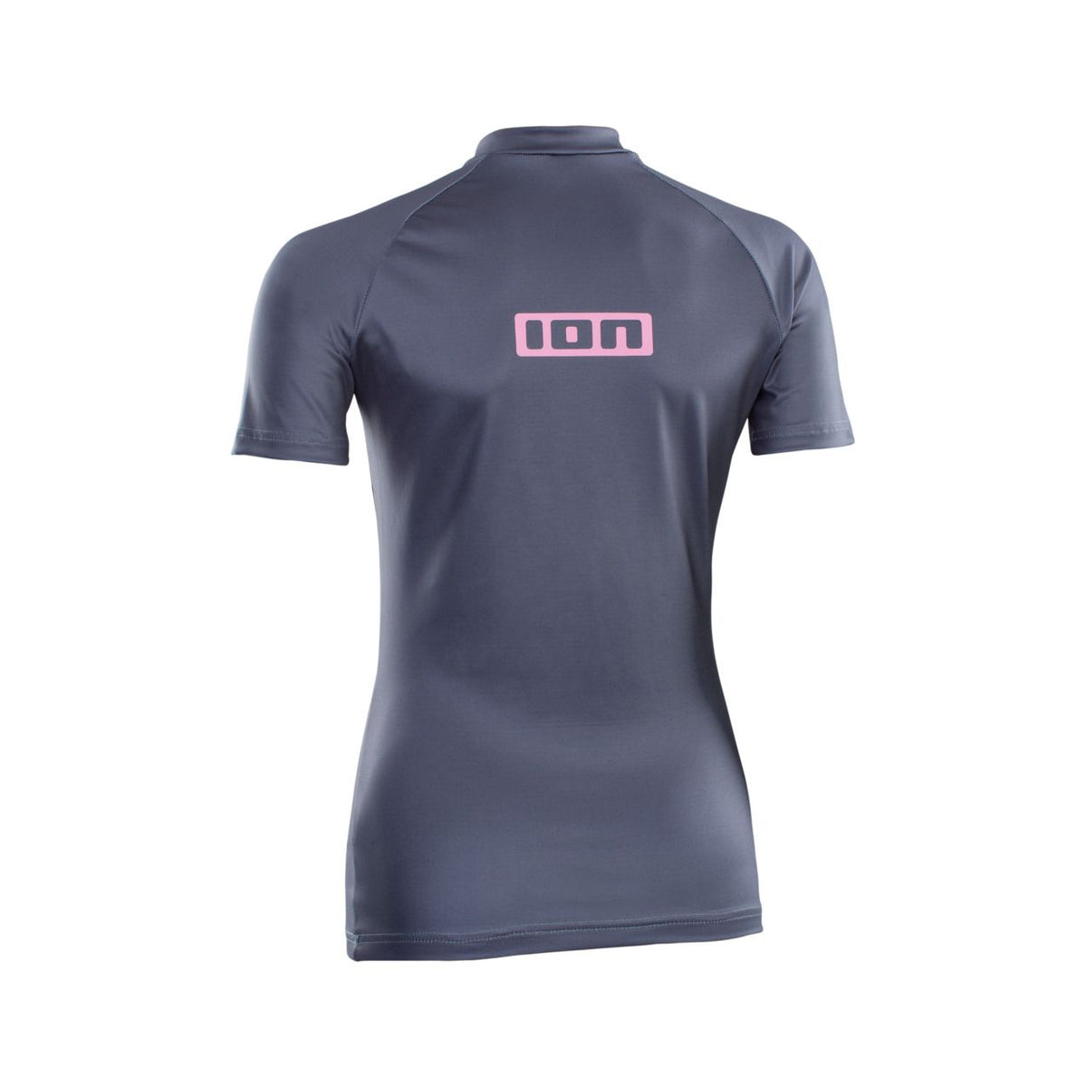 ION Rashguard Promo 2026 Damen Kurzarm Shirt in Dunkelblau mit rosa ION Logo, Rückansicht