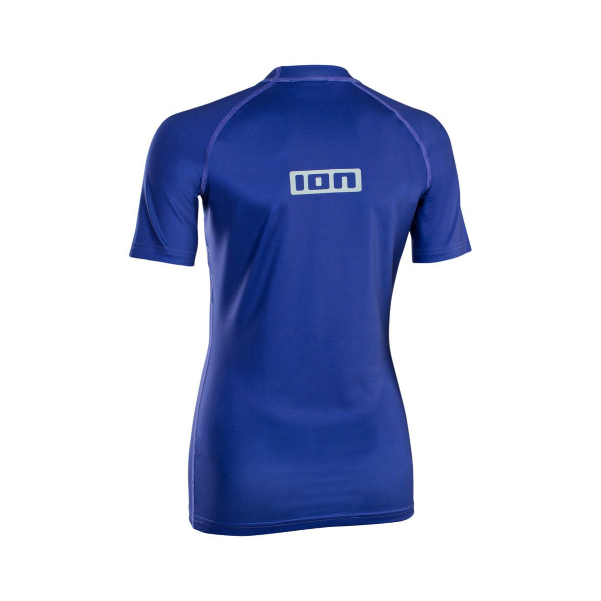 ION Rashguard Promo 2026 in Blau mit weißem Logo, Kurzarm-Badeshirt aus funktionellem Material, Frontansicht