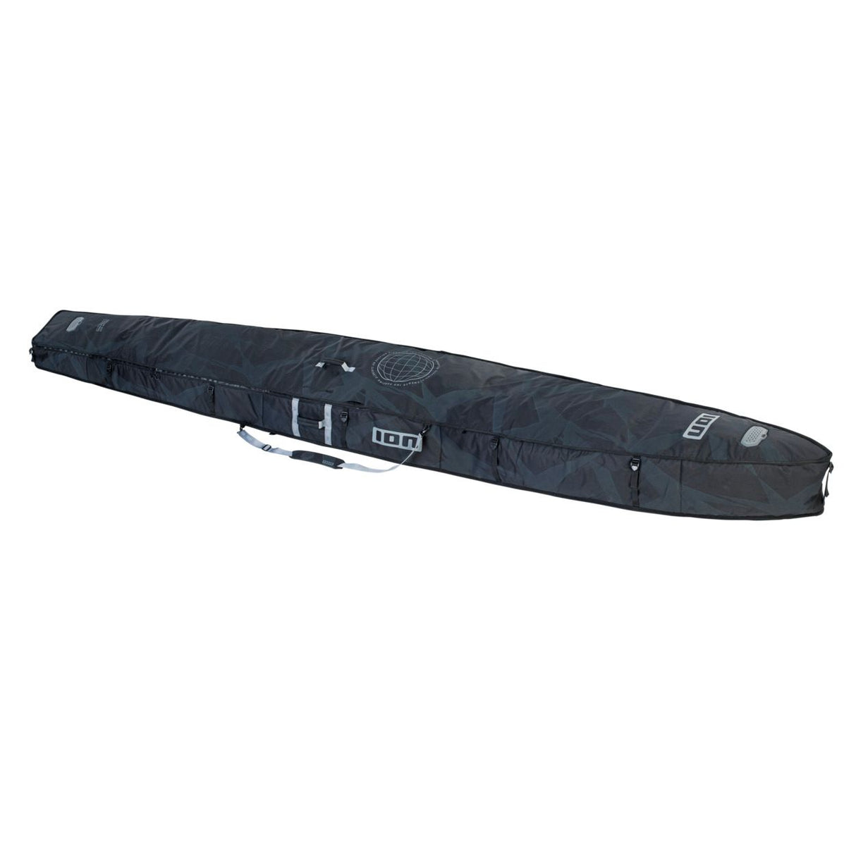 ION SUP Boardbag Race Tec 2026 schwarze Schutztasche mit Tragegriffen, Seitenansicht