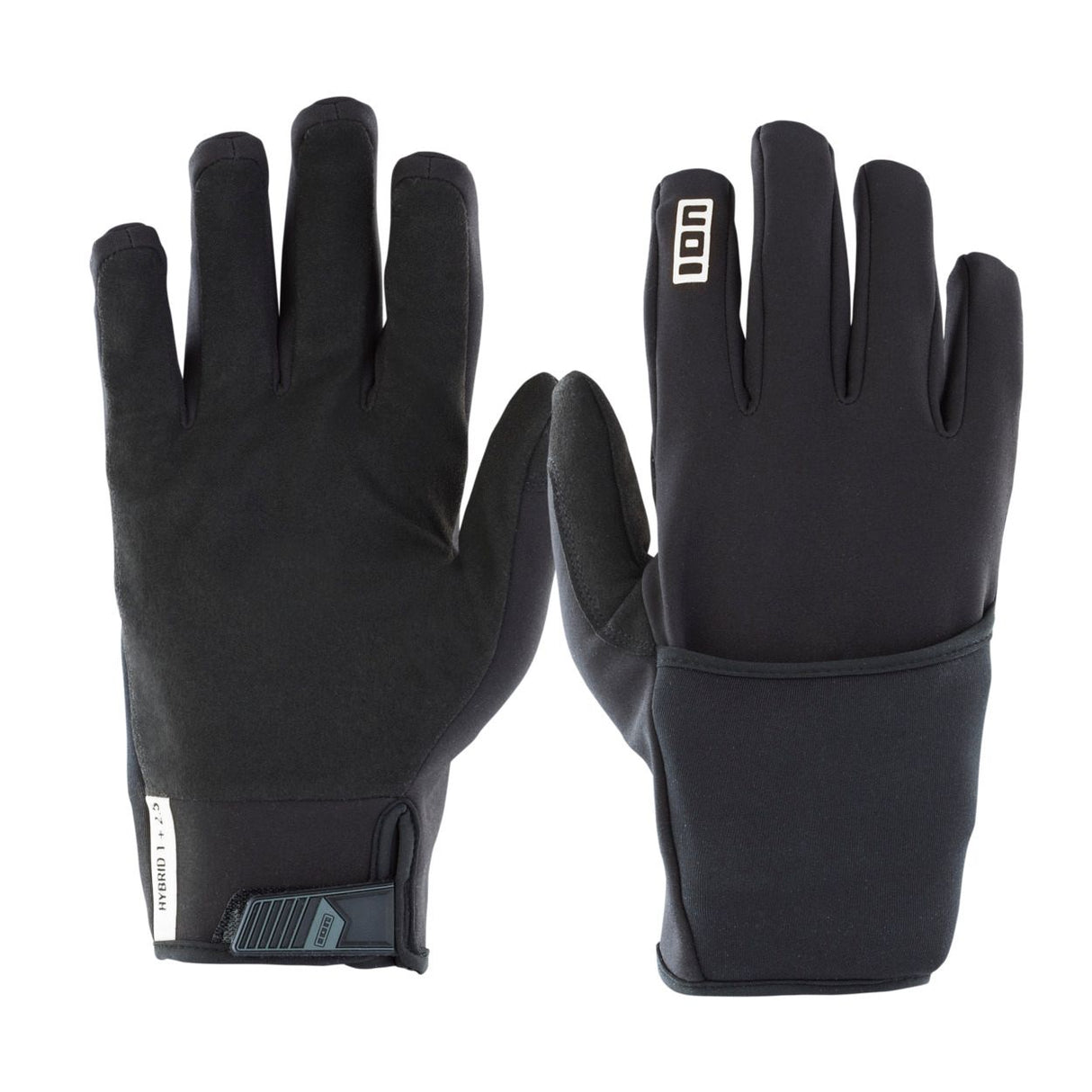 ION Hybrid Gloves 1+2.5 2026 schwarze Neopren-Handschuhe, Vorder- und Rückansicht