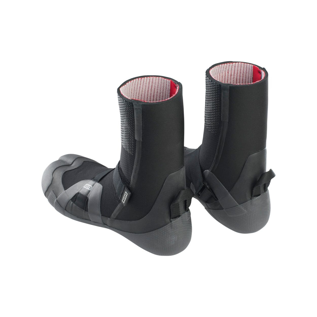 ION Ballistic Boots 6/5 schwarz mit Split-Zehen, Neoprenmaterial, rosa Innenfutter, Produktansicht von vorne