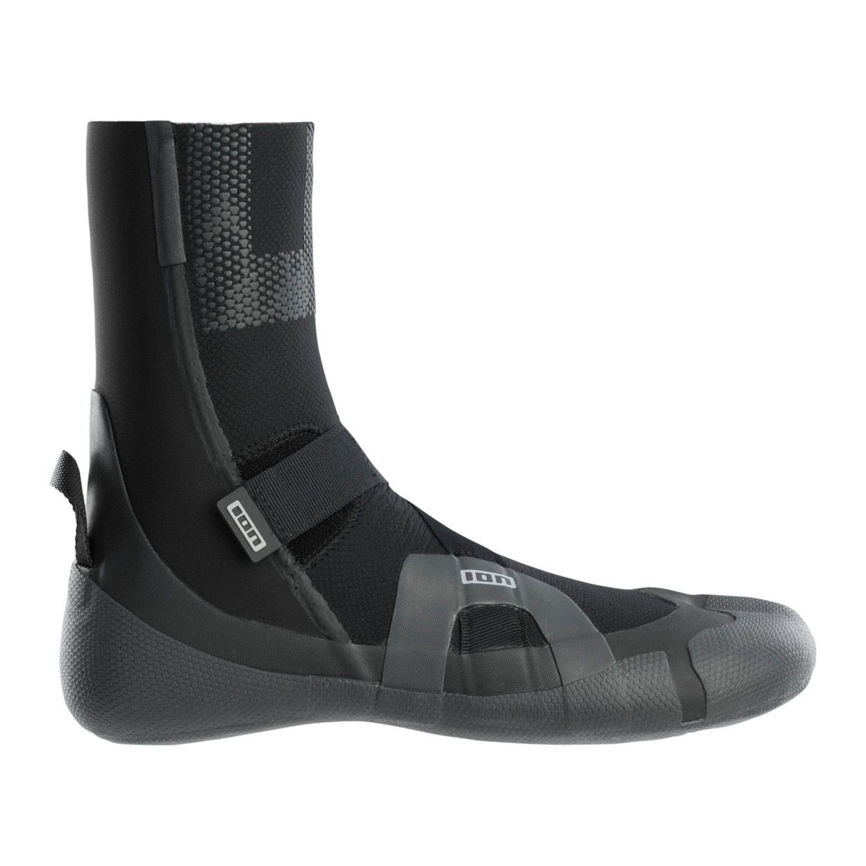 ION Ballistic Boots 6/5 schwarz, Neopren mit Split-Zehe, Seitenansicht