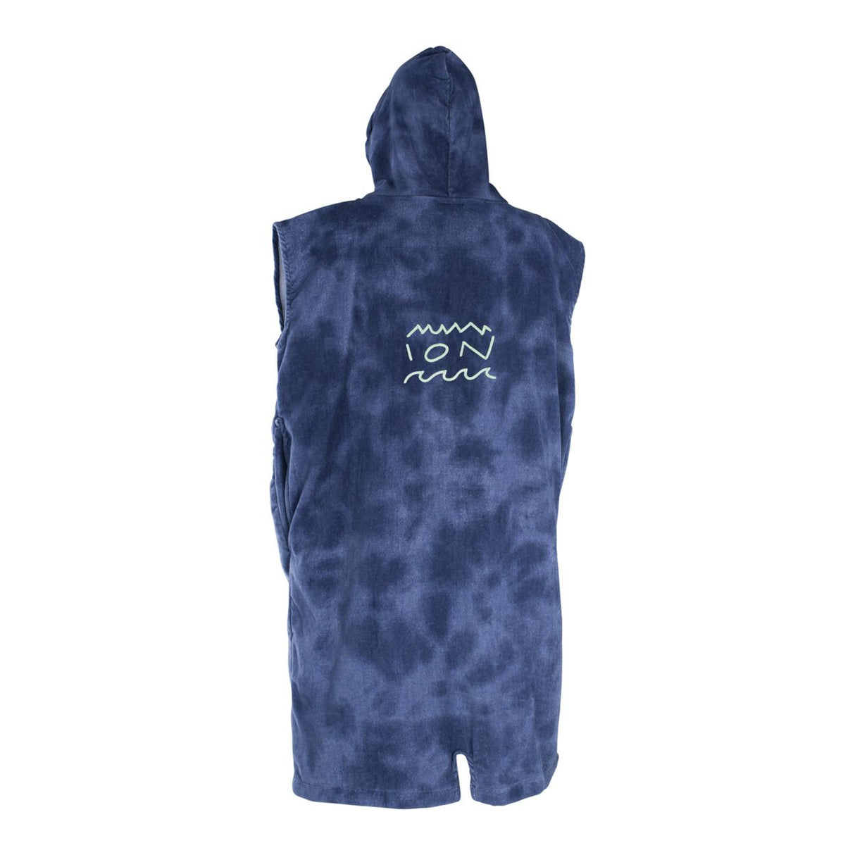 ION Poncho Core 2026 in Marineblau, Frottee-Material mit Kapuze, Rückansicht