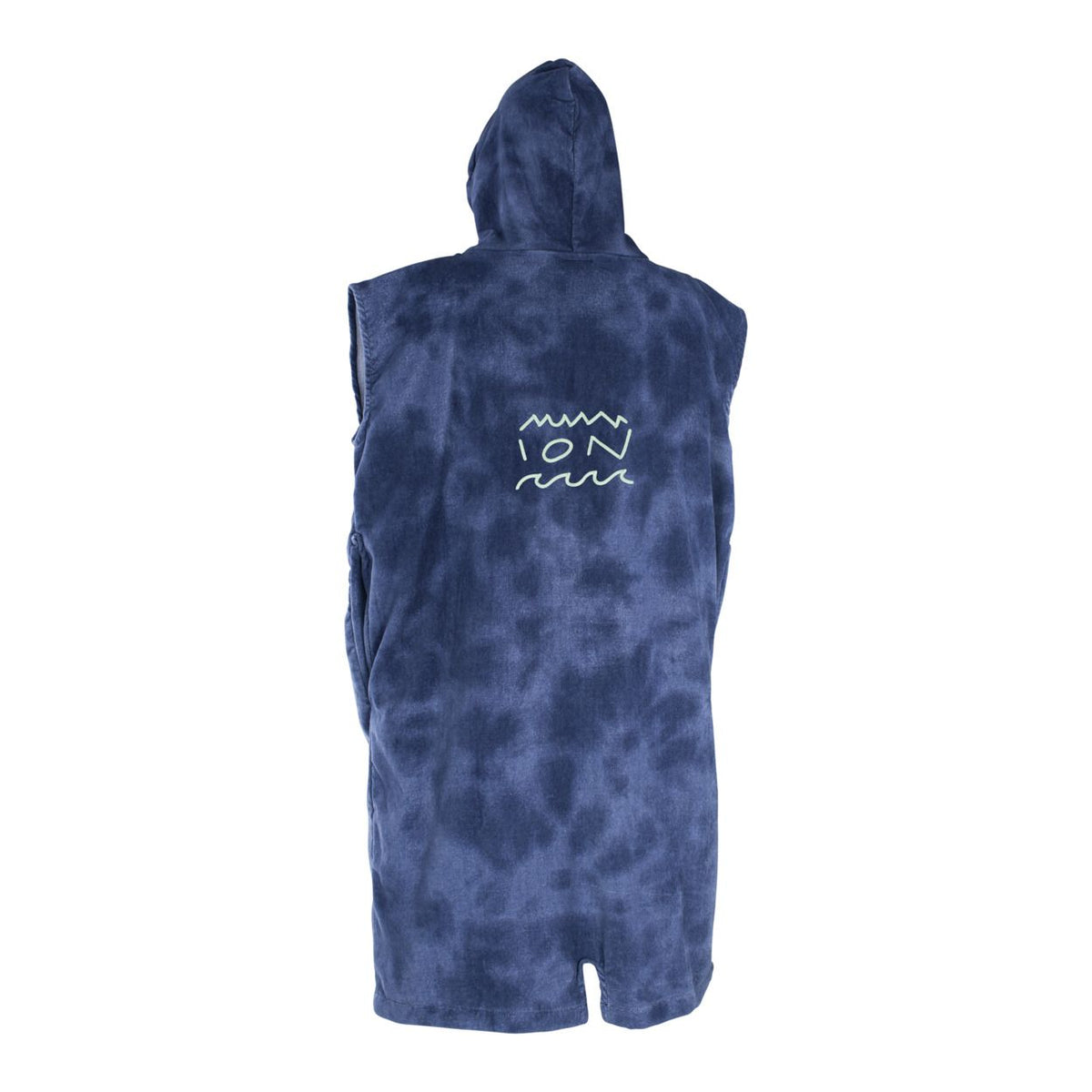 ION Poncho Core 2026 in Marineblau, Frottee-Material mit Kapuze, Rückansicht