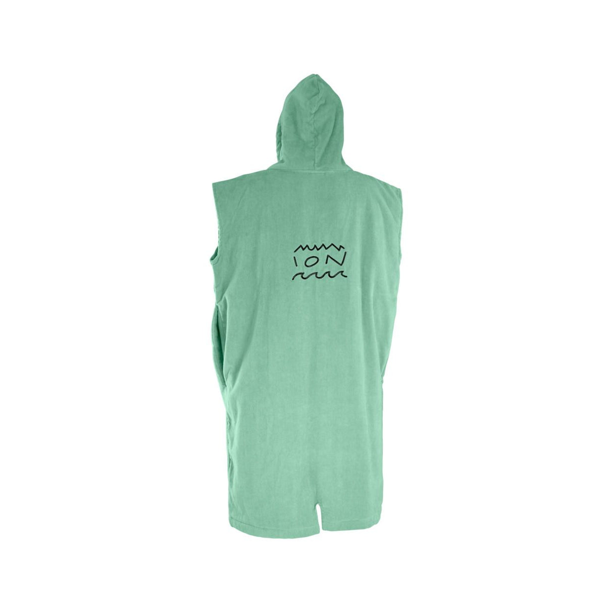 ION Grom 2025 Poncho in Mint-Grün, ärmellos mit Kapuze, Rückansicht