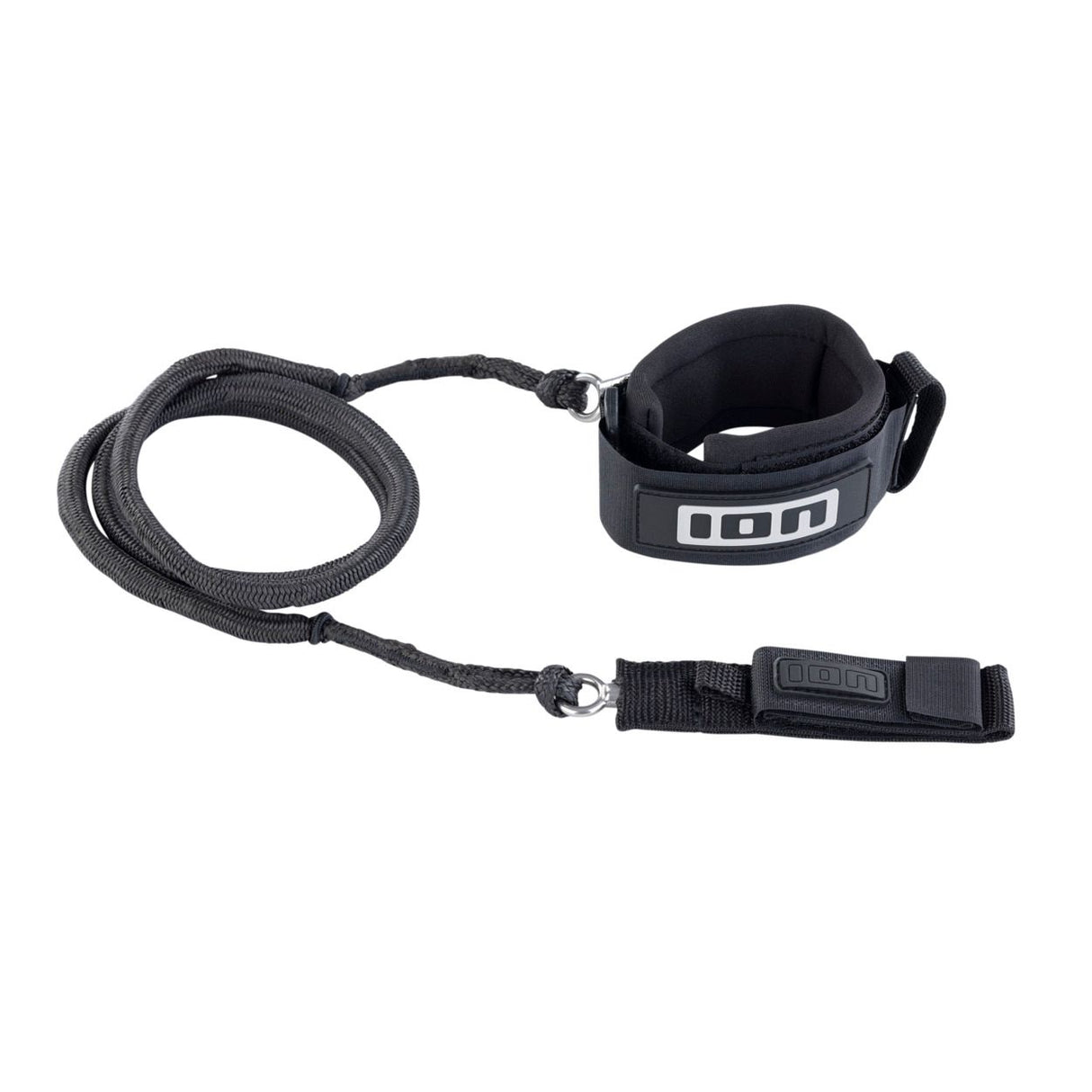 ION Wing Leash Core Dyneema Wrist 2024 schwarz mit Handgelenkschlaufe und Befestigungssystem, Gesamtansicht