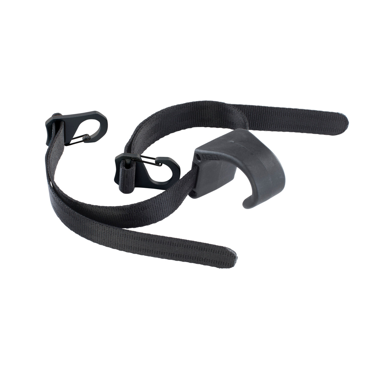 ION Wing Hip Belt Hook 2026, schwarzer Nylon-Hüftgurt mit Karabinerhaken und ergonomischem Design, Frontansicht