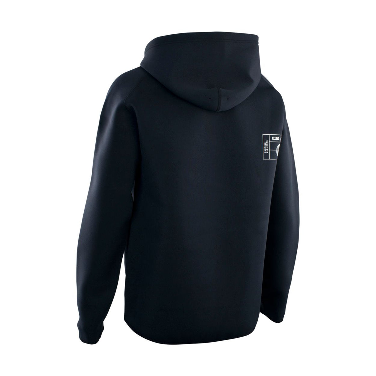 ION Neo Hoody Lite Men 2025, schwarzer Neopren-Hoodie mit Kapuze, Rückansicht