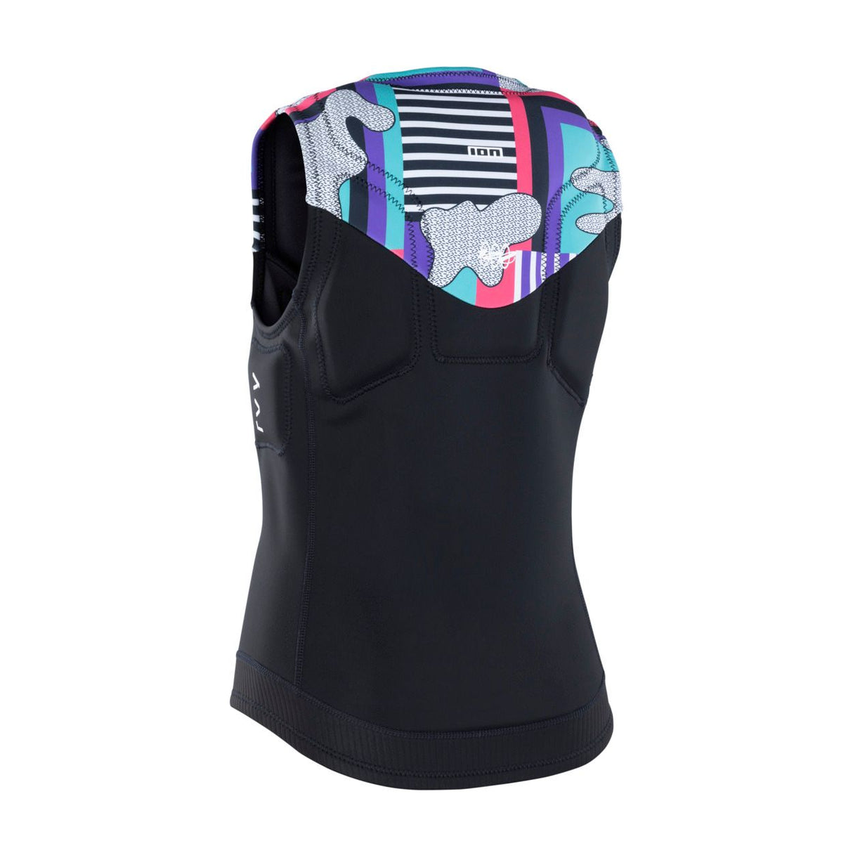 ION Ivy Weste Front Zip 2026 schwarz mit buntem Neopren-Oberteil, Frontalansicht