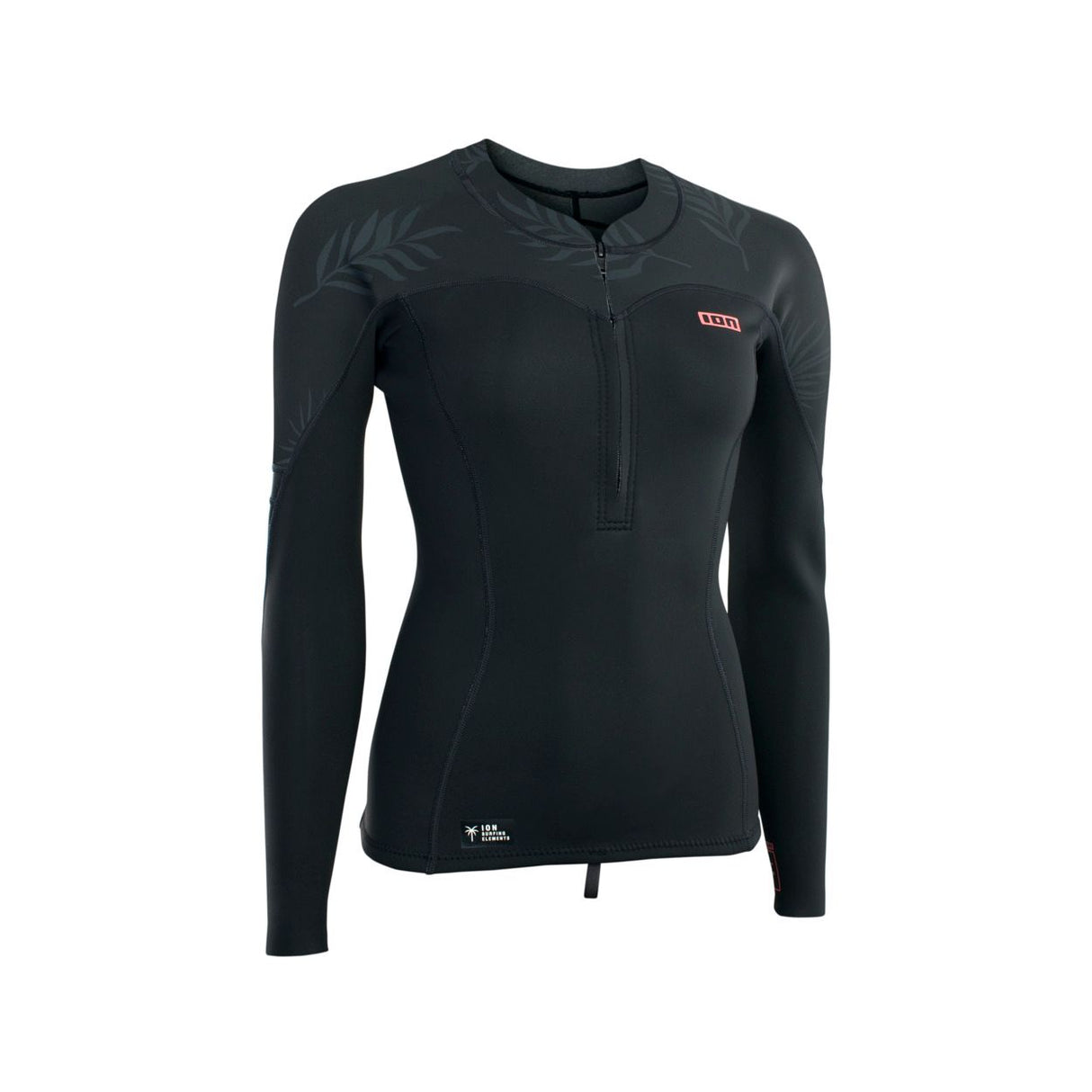 ION Neo Zip Top 1.5 2026 schwarzes Neopren-Shirt mit Reißverschluss, Frontansicht