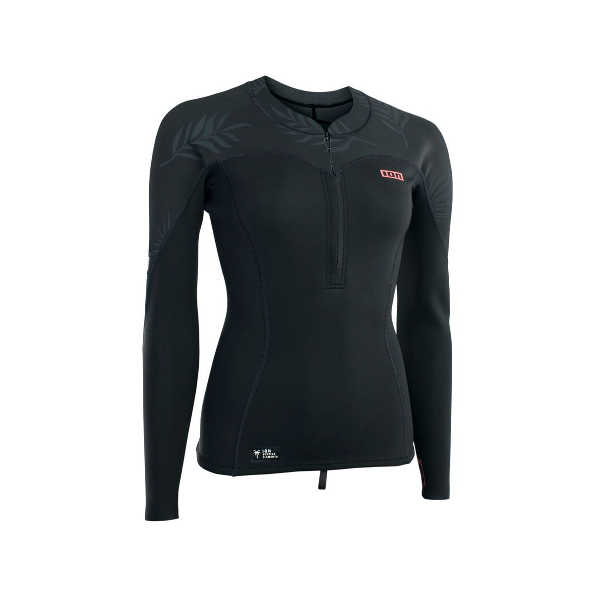 ION Neo Zip Top 1.5 2026 schwarzes Neopren-Shirt mit Reißverschluss, Frontansicht