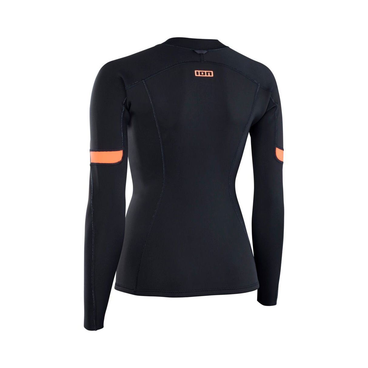 ION Neo Zip Top 1.5 schwarzes Neopren-Oberteil mit orange Armstreifen, Frontalansicht