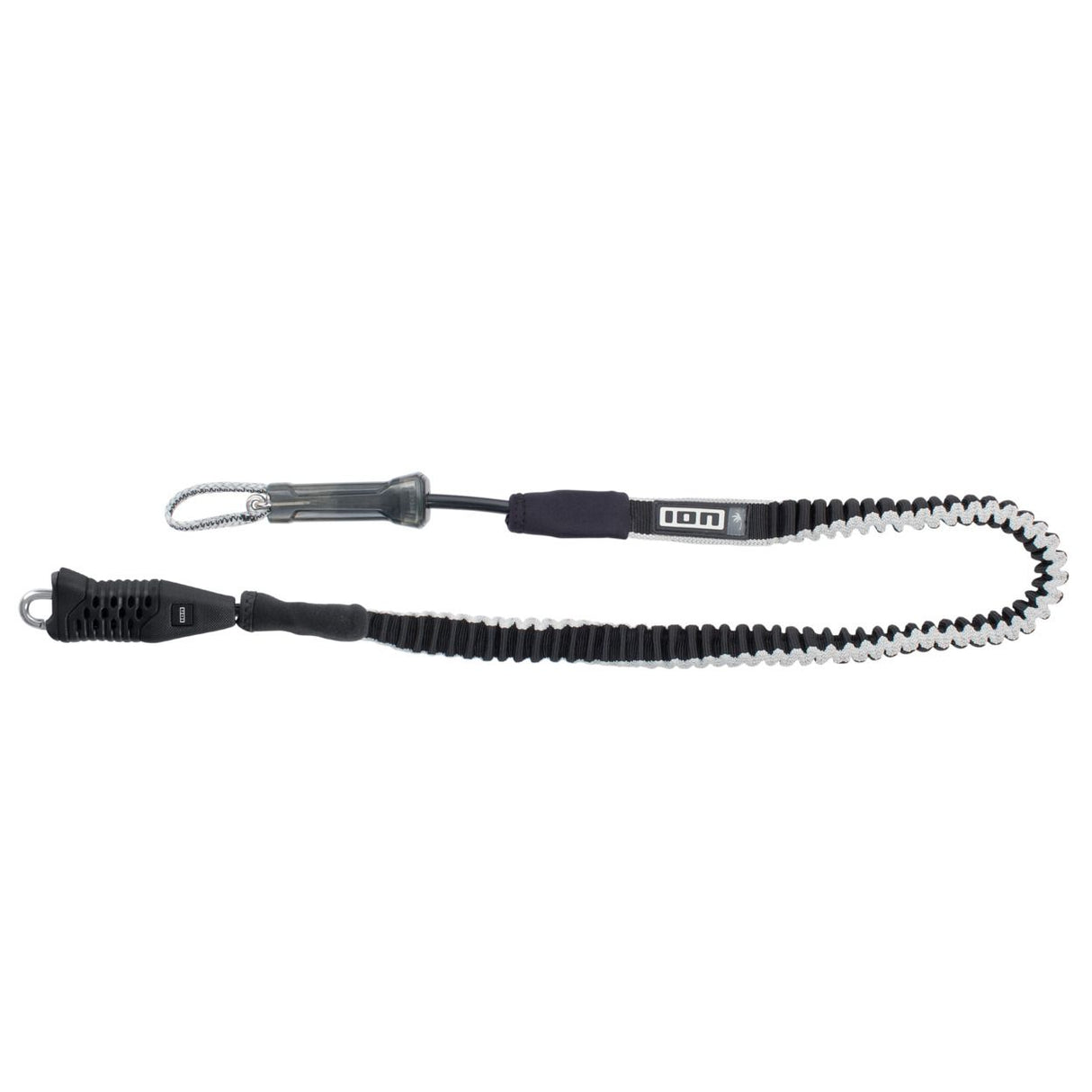 ION Amp Long 2026 Trapez-Leine schwarz mit Karabiner, Spiralkabel und Handschlaufe, Seitenansicht