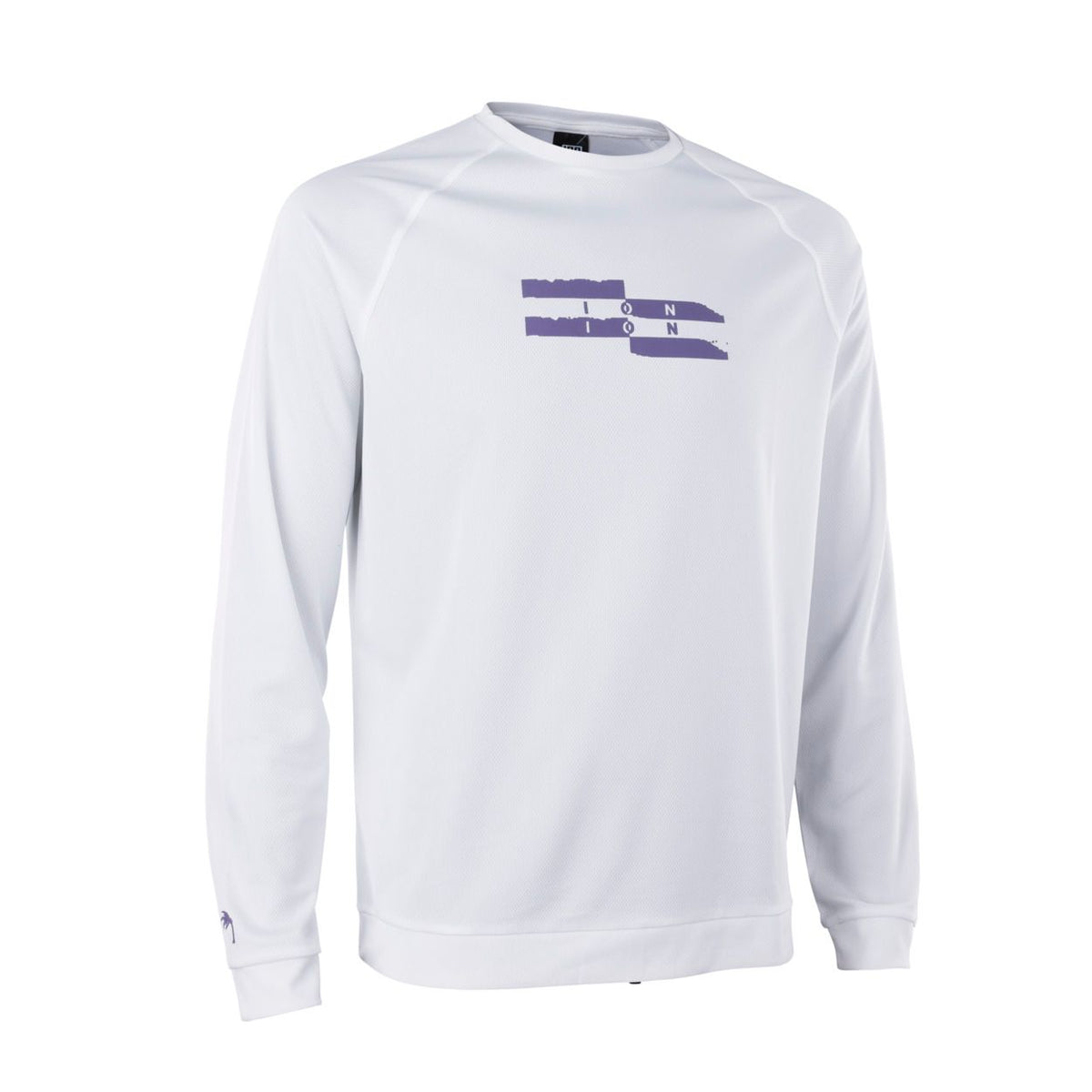 ION Wetshirt LS Herren weiß mit violettem Logo, Langarm-Funktionsshirt, Frontansicht