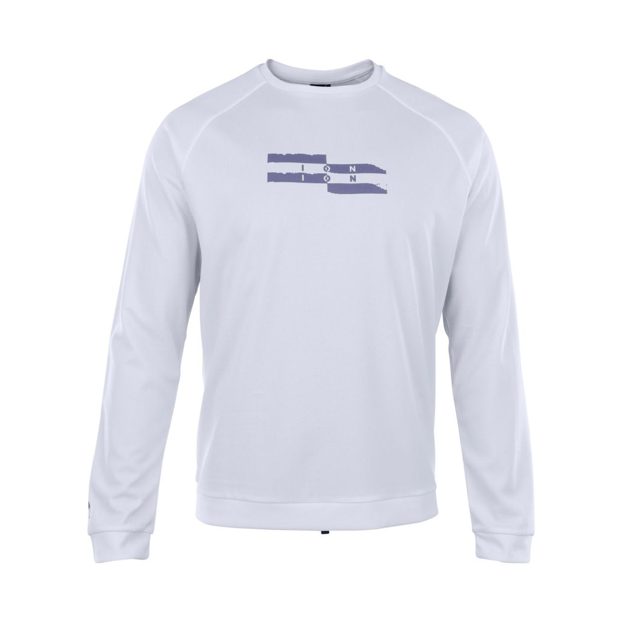 ION Wetshirt LS Herren 2025 in Weiß mit blauem Logo-Print, Langarm-Funktionsshirt, Frontansicht