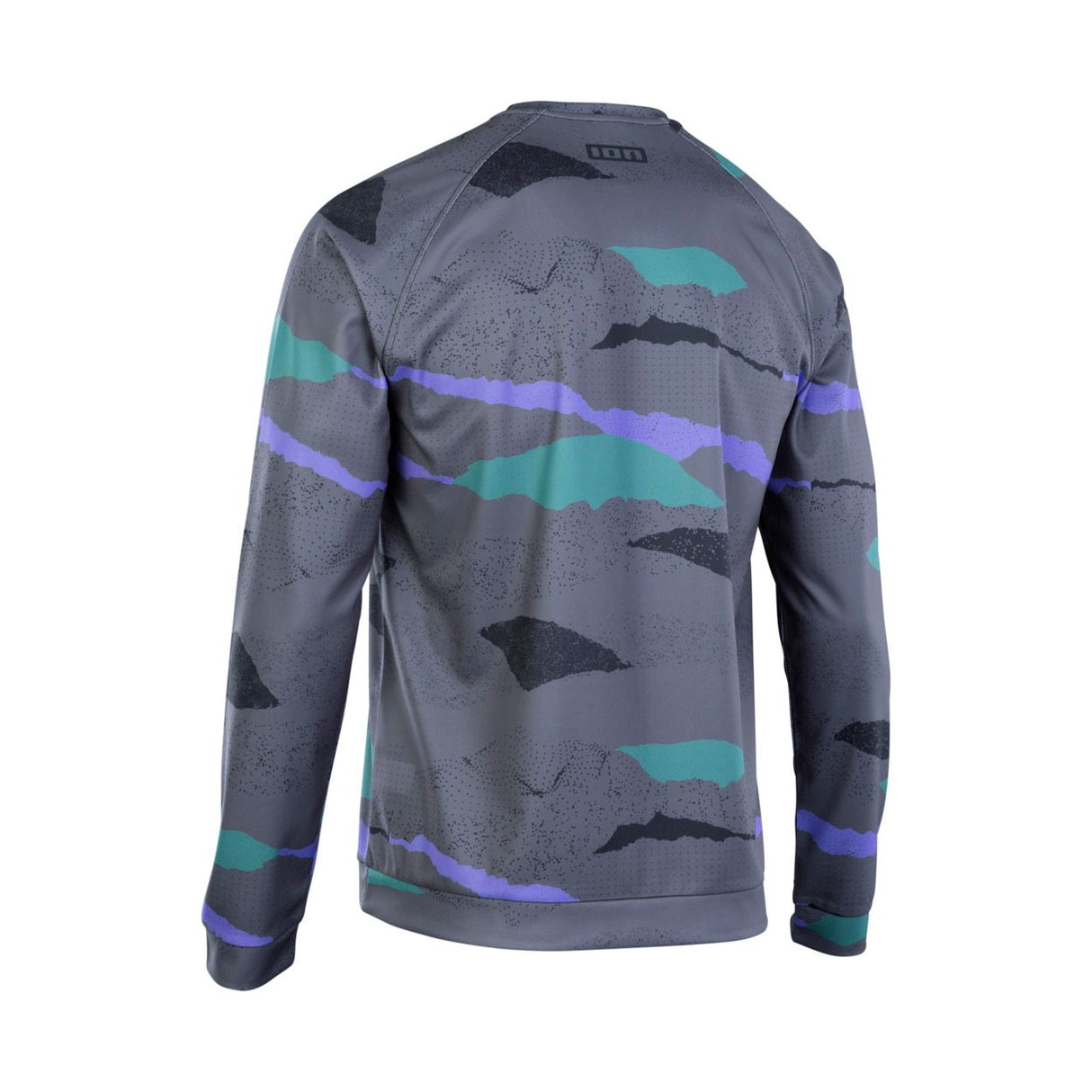 ION Wetshirt LS men 2025 Langarmshirt grau mit türkisen und violetten Streifen, Rückenansicht