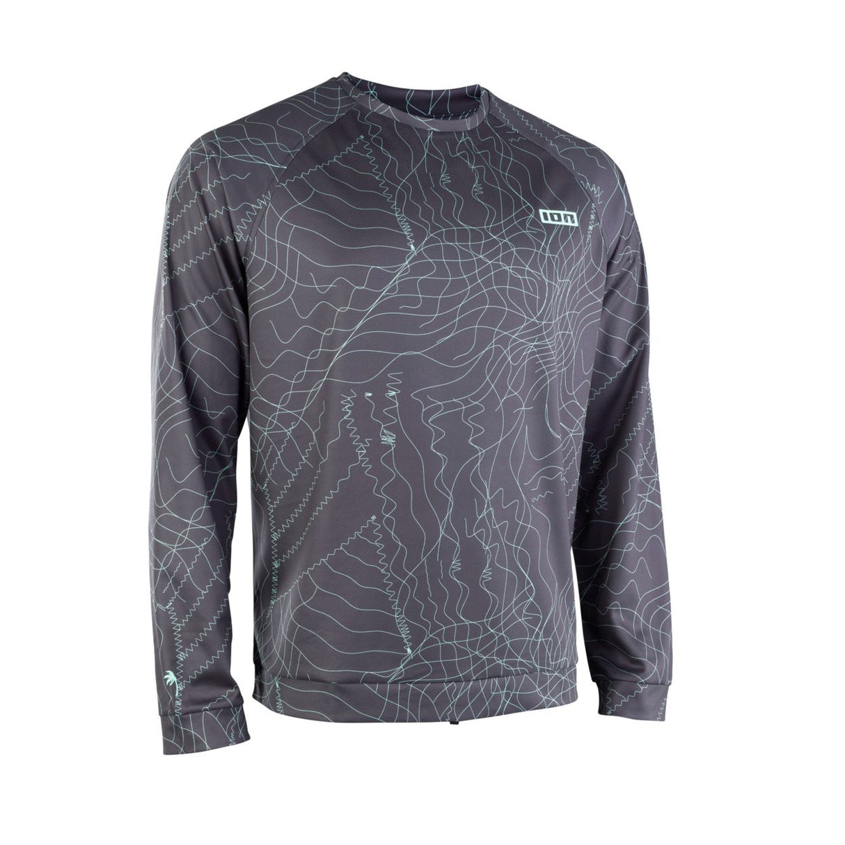 ION Wetshirt LS men 2025 Langarmshirt grau mit Topografie-Print, Frontalansicht